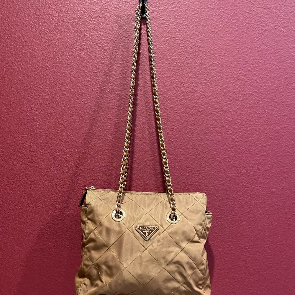 Prada Vintage Cloth Handbag; Brown - Picture 2 of 13